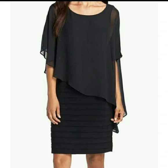 Adrianna Papell | Dresses | Adrianna Papell Black Sheer Overlay Dress |  Poshmark